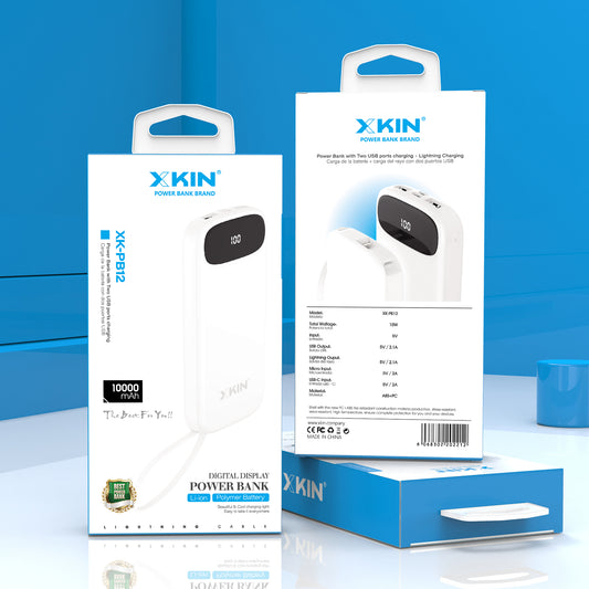XKIN POWER BANK 1000mAh digital display with 2 USB ports charging + lightning charging